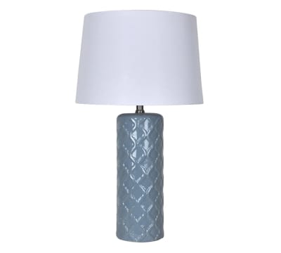 Blue Ceramic Quatrefoil Textured Table Lamp