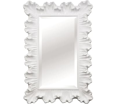 Ariel White Ruffle Framed Rectangle Wall Mirror, 33x48